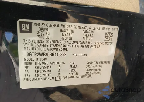 2011 GMC Sierra 1500 Slt z USA, uszkodzony, nr VIN 3GTP2WE36BG115862